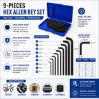 9-Piece Metric Hex Allen Key Set, L-Shaped Hex Wrench Set with 1.5mm to 10mm Sizes, Anti-Rust Nickel Coated Allen Keys for Home, DIY & Professional Use