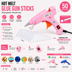 20W Hot Melt Glue Gun with 50 Pcs 7MM Glue Sticks | Mini Electric Adhesive Gun for DIY Crafts, Art, Repair & Home Projects (Pink)