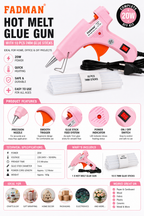 20W Hot Melt Glue Gun with 10 Pcs 7MM Glue Sticks | Mini Electric Adhesive Gun for DIY Crafts, Art, Repair & Home Projects (Pink)