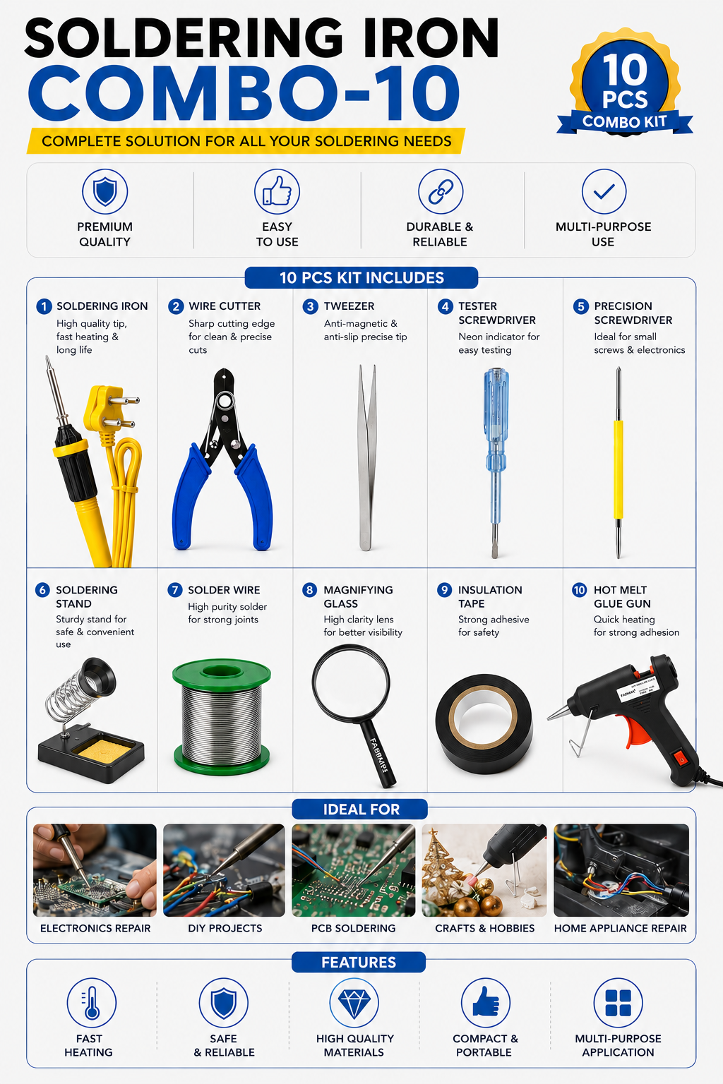 25W SOLDERING IRON KIT PACK OF 10