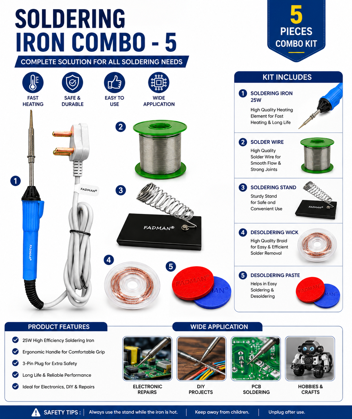 25W SOLDERING IRON KIT PACK OF 5