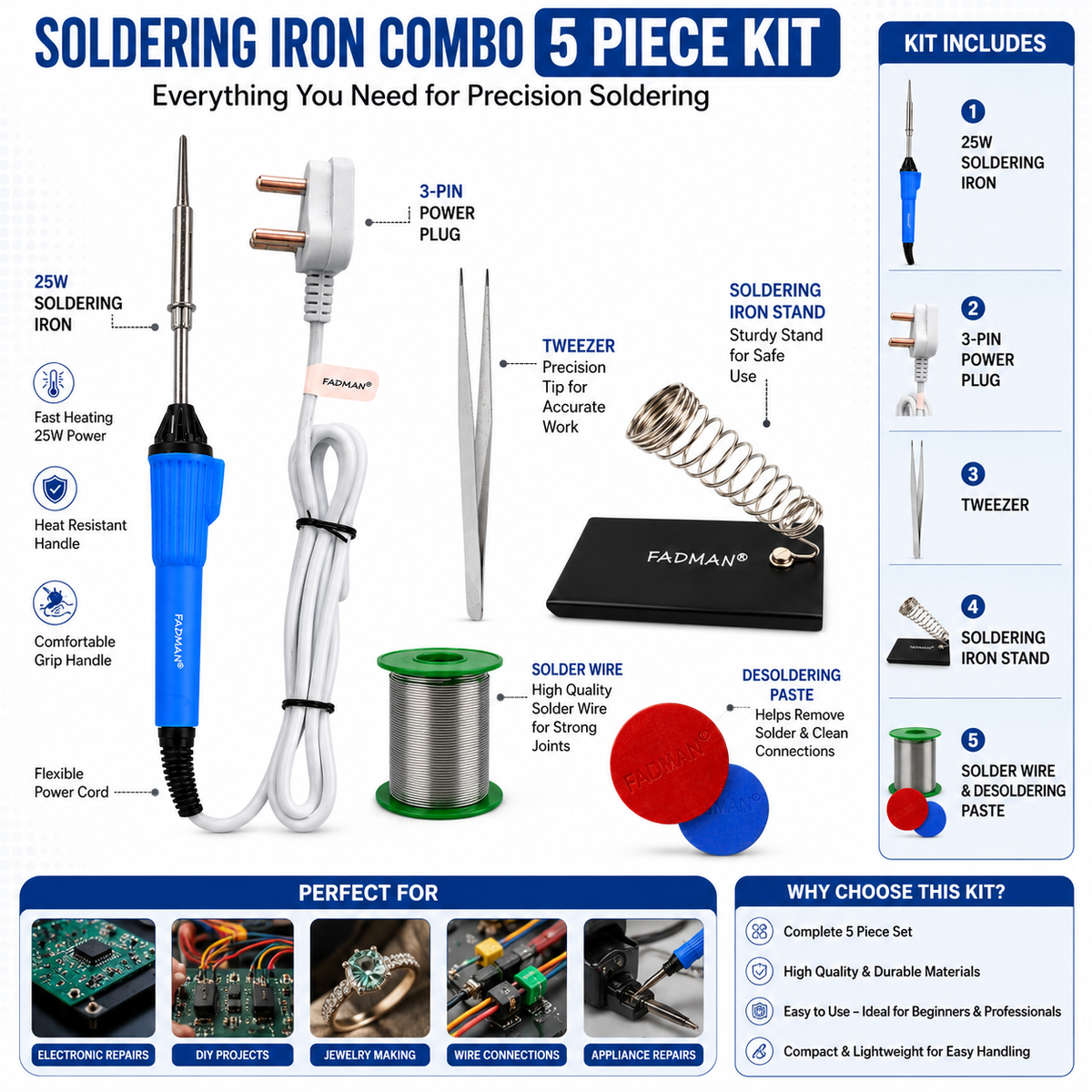 25W SOLDERING IRON KIT PACK OF 5
