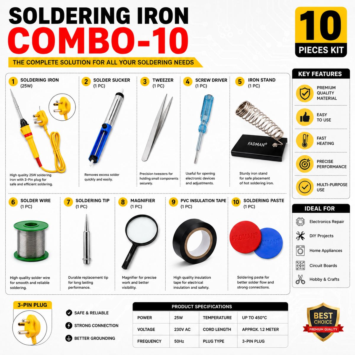 25W SOLDERING IRON KIT PACK OF 10