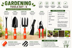 Garden Tools Set of 5 | Hand Trowel, Garden Fork, Weeder, Pruning Cutter & Khurpa | Heavy Duty Gardening Tools for Home, Lawn & Plants