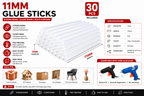 40W Hot Melt Glue Gun with 30 Pcs 11mm Glue Sticks | High Temperature Electric Adhesive Gun for Craft, DIY, Repair & Decoration