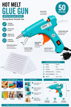 20W Hot Melt Glue Gun with 50 Pcs 7MM Glue Sticks | Mini Electric Adhesive Gun for DIY Crafts, Art, Repair & Home Projects (Turquoise)