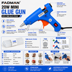20W Hot Melt Glue Gun with 5 Pcs 7MM Glue Sticks | Mini Electric Adhesive Gun for DIY Crafts, Art, Repair & Home Projects (Blue)