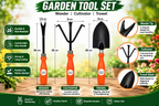 Garden Tool Set for Gardening – Weeder, Cultivator & Big Trowel Hand Tools for Soil Loosening, Weeding & Planting