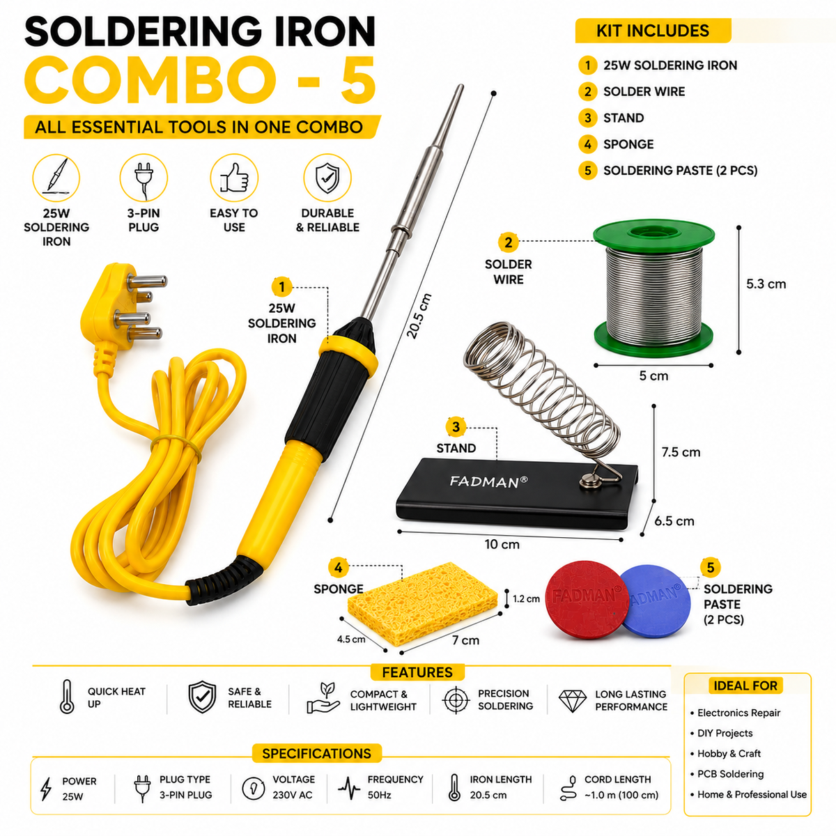 25W SOLDERING IRON KIT PACK OF 5
