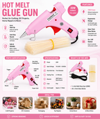 20W Hot Melt Glue Gun with 25 Pcs 7MM Glue Sticks | Mini Electric Adhesive Gun for DIY Crafts, Art, Repair & Home Projects (Pink)