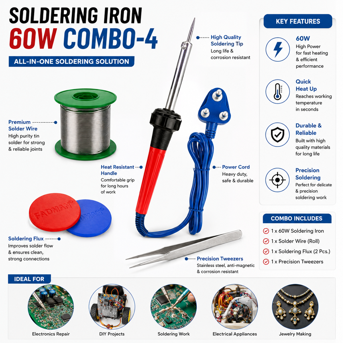 60W SOLDERING IRON KIT PACK OF 4