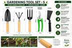 Garden Tools Set with Khurpa, German Cutter & Wood Handle Gardening Tools for Weeding, Pruning & Plant Care
