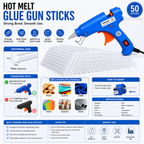20W Hot Melt Glue Gun with 50 Pcs 7MM Glue Sticks | Mini Electric Adhesive Gun for DIY Crafts, Art, Repair & Home Projects (Blue)