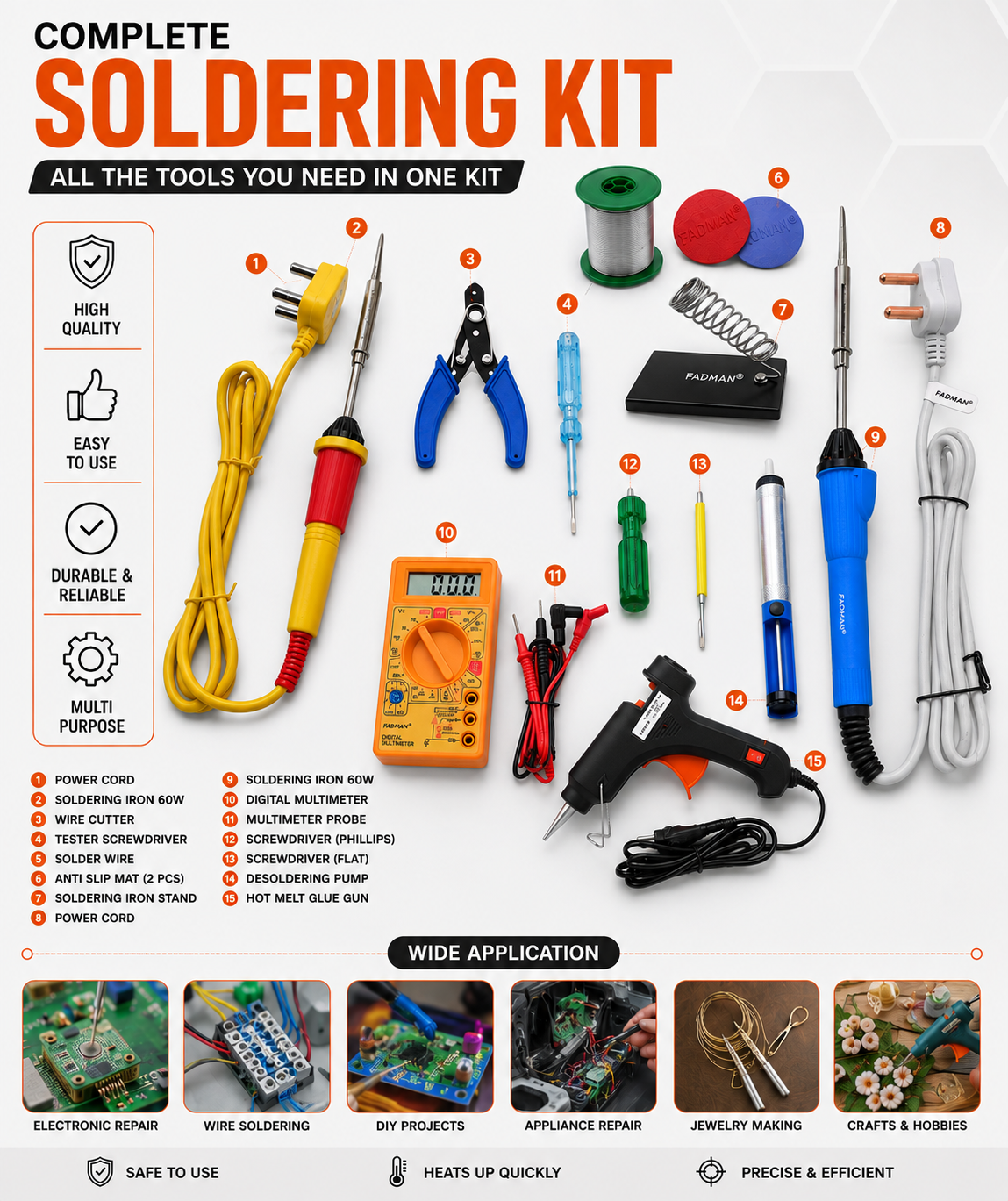 2 X SOLDERING IRON 25W  COMBO KIT PACK OF 11