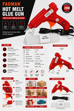 20W Hot Melt Glue Gun with 10 Pcs 7MM Glue Sticks | Mini Electric Adhesive Gun for DIY Crafts, Art, Repair & Home Projects (Red)