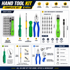 4-in-1 Multi-Functional Hand Tool Kit with Plier, Tester, 2-in-1 Screwdriver & 32-in-1 Mini Magnetic Precision Screwdriver Set for Home, Repair & DIY