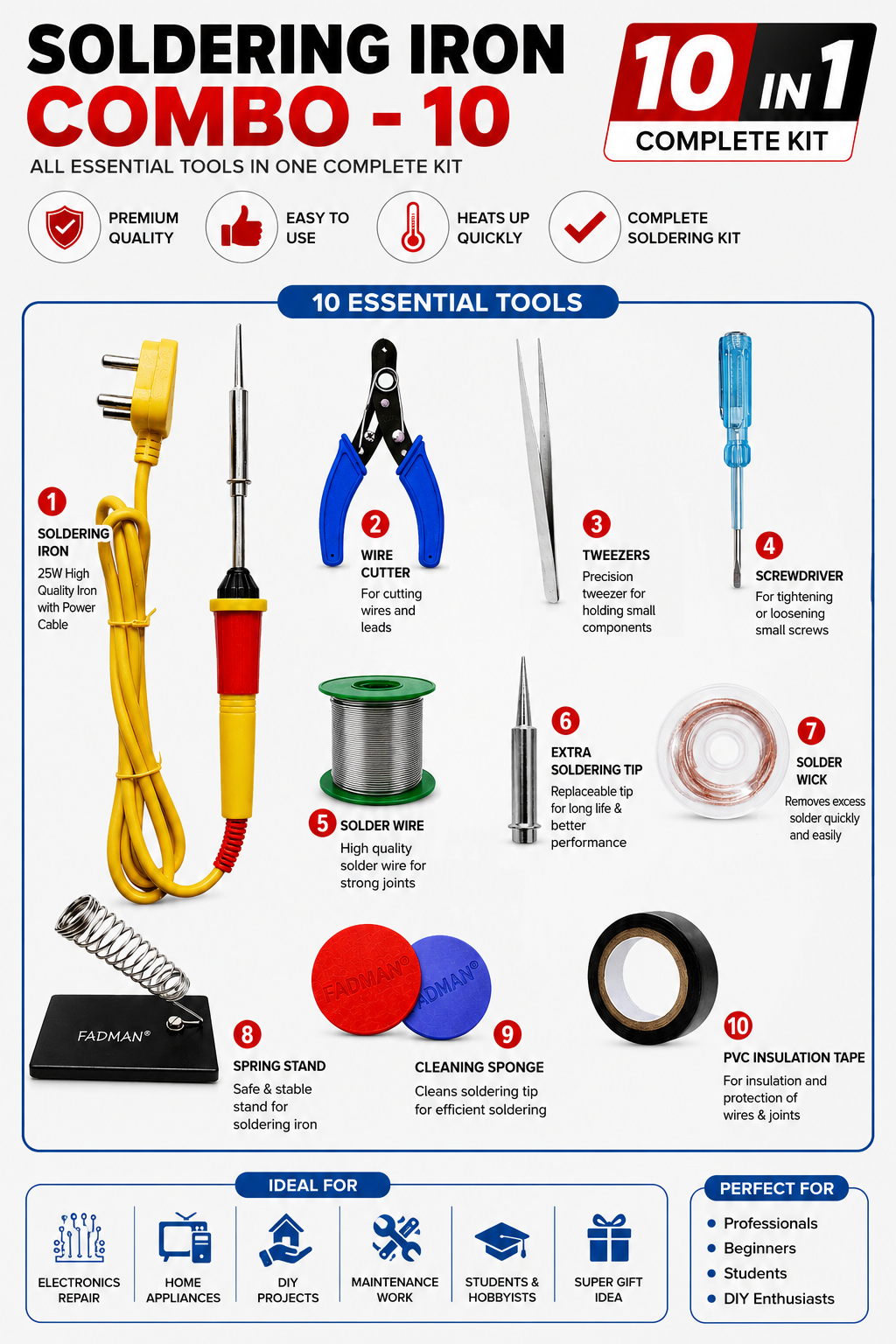 25W SOLDERING IRON KIT PACK OF 10
