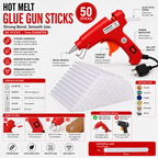 20W Hot Melt Glue Gun with 50 Pcs 7MM Glue Sticks | Mini Electric Adhesive Gun for DIY Crafts, Art, Repair & Home Projects (Red)