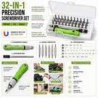 Precision Screwdriver Set 32 in 1 with Magnetic Bits, Interchangeable Handle & Extension Bar for Mobile Phone, Laptop, Camera, Electronics, Eyeglasses & Furniture Repair