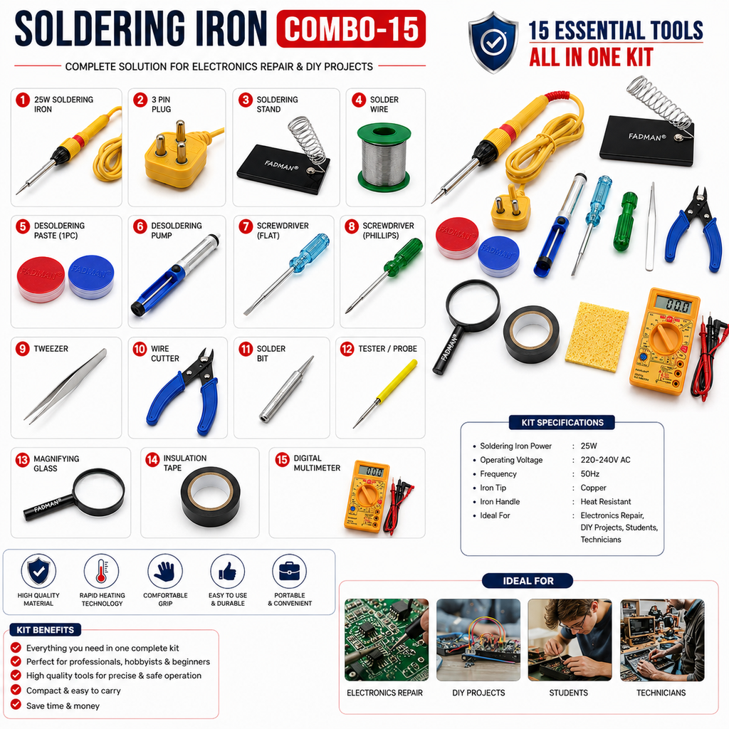 25W SOLDERING IRON KIT PACK OF 15