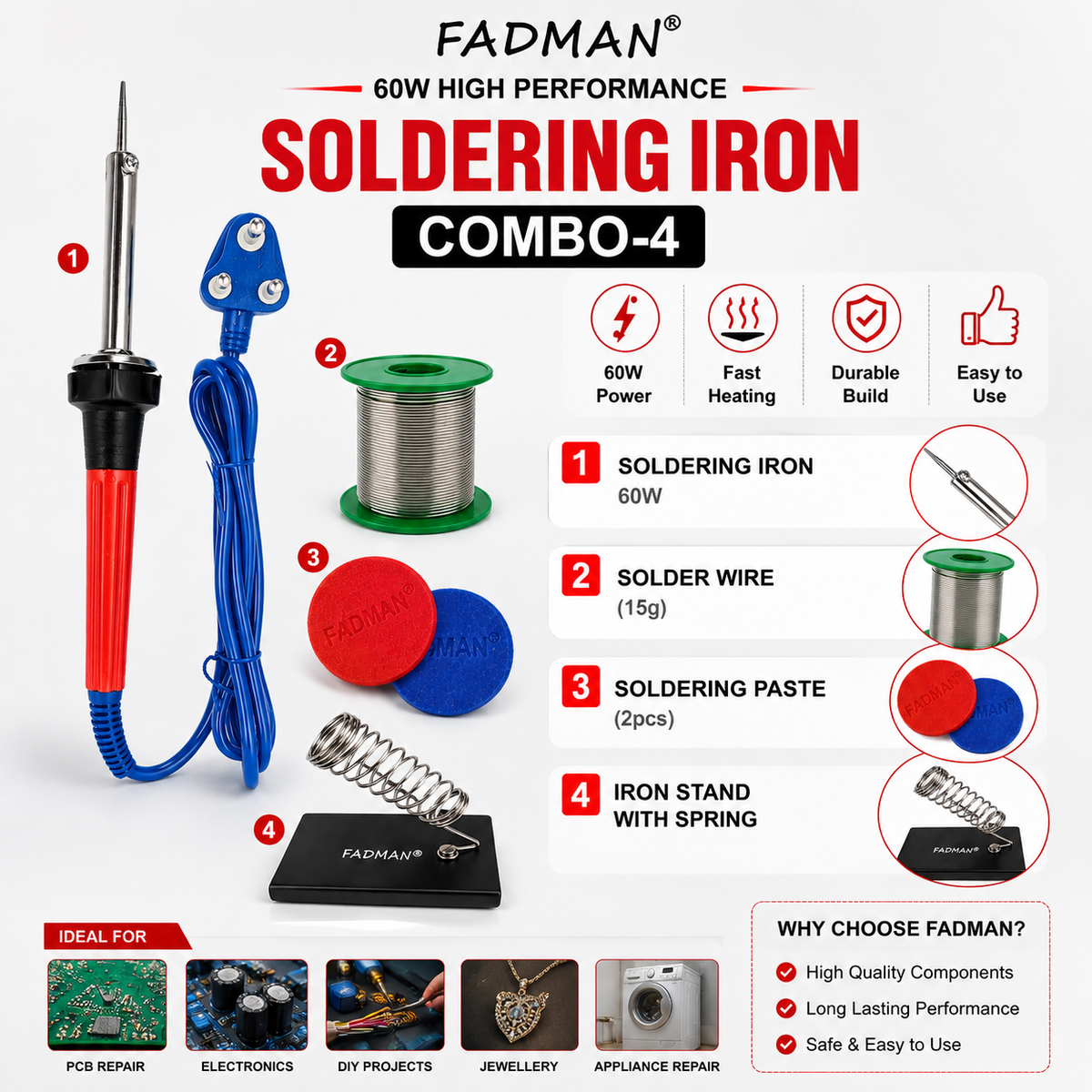 60W SOLDERING IRON KIT PACK OF 4