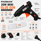 20W Hot Melt Glue Gun with 5 Pcs 7MM Glue Sticks | Mini Electric Adhesive Gun for DIY Crafts, Art, Repair & Home Projects (Black)