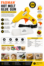 20W Hot Melt Glue Gun with 10 Pcs 7MM Glue Sticks | Mini Electric Adhesive Gun for DIY Crafts, Art, Repair & Home Projects (Yellow)