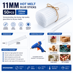 50 Pcs 11MM Hot Melt Glue Sticks, 7 Inch Transparent Adhesive Sticks for 40W to 150W Glue Guns, Strong Bonding for Craft, DIY, Repair & Decoration