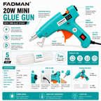 20W Hot Melt Glue Gun with 5 Pcs 7MM Glue Sticks | Mini Electric Adhesive Gun for DIY Crafts, Art, Repair & Home Projects (Turquoise)
