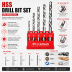 HSS Twist Drill Bit Set 4-10mm, 5 Piece