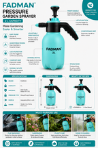 2 L Pressure Garden Sprayer with Adjustable Nozzle, Manual Pump, Lockable Trigger & Ergonomic Handle for Gardening, Plant Care, Car Washing & Home Cleaning