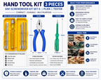 3-in-1 Multi-Purpose Hand Tool Kit with Combination Plier, 5-in-1 Interchangeable Screwdriver Set & Voltage Tester