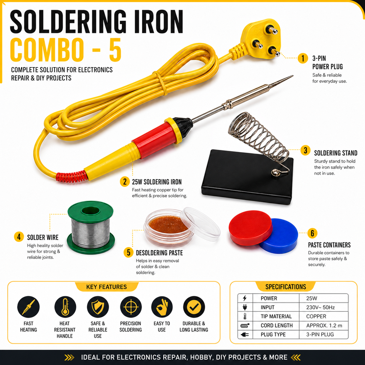 25W SOLDERING IRON KIT PACK OF 5