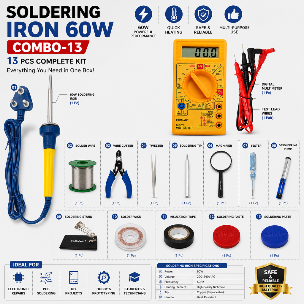 60W SOLDERING IRON KIT PACK OF 13