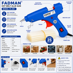 20W Hot Melt Glue Gun with 25 Pcs 7MM Glue Sticks | Mini Electric Adhesive Gun for DIY Crafts, Art, Repair & Home Projects (Blue)