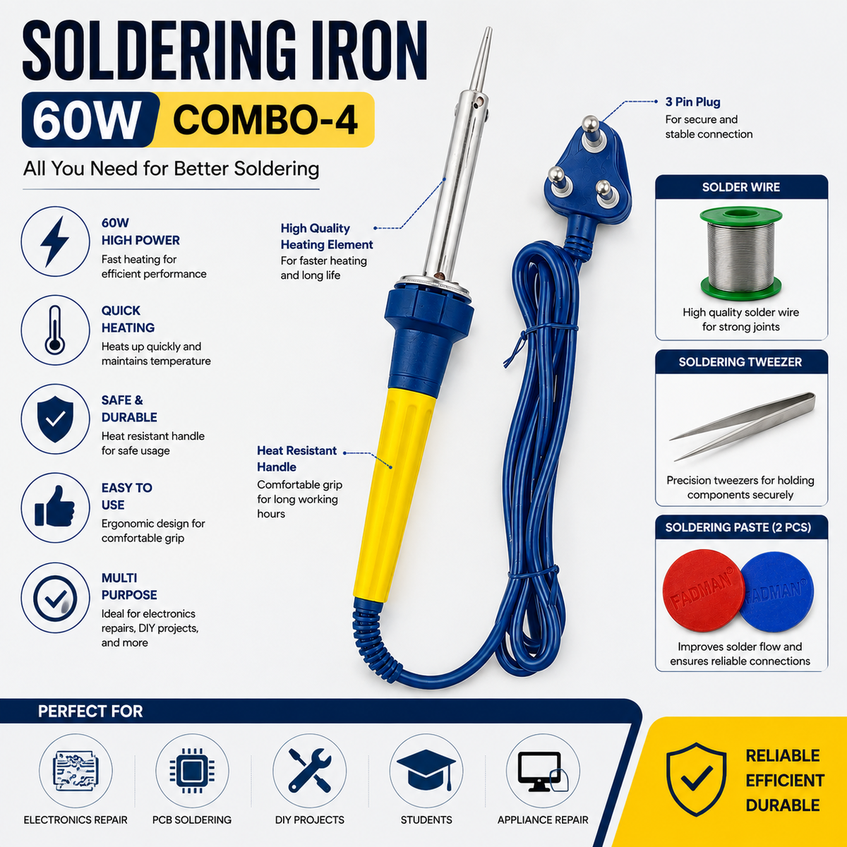 60W SOLDERING IRON KIT PACK OF 4