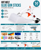 20W Hot Melt Glue Gun with 50 Pcs 7MM Glue Sticks | Mini Electric Adhesive Gun for DIY Crafts, Art, Repair & Home Projects (White)