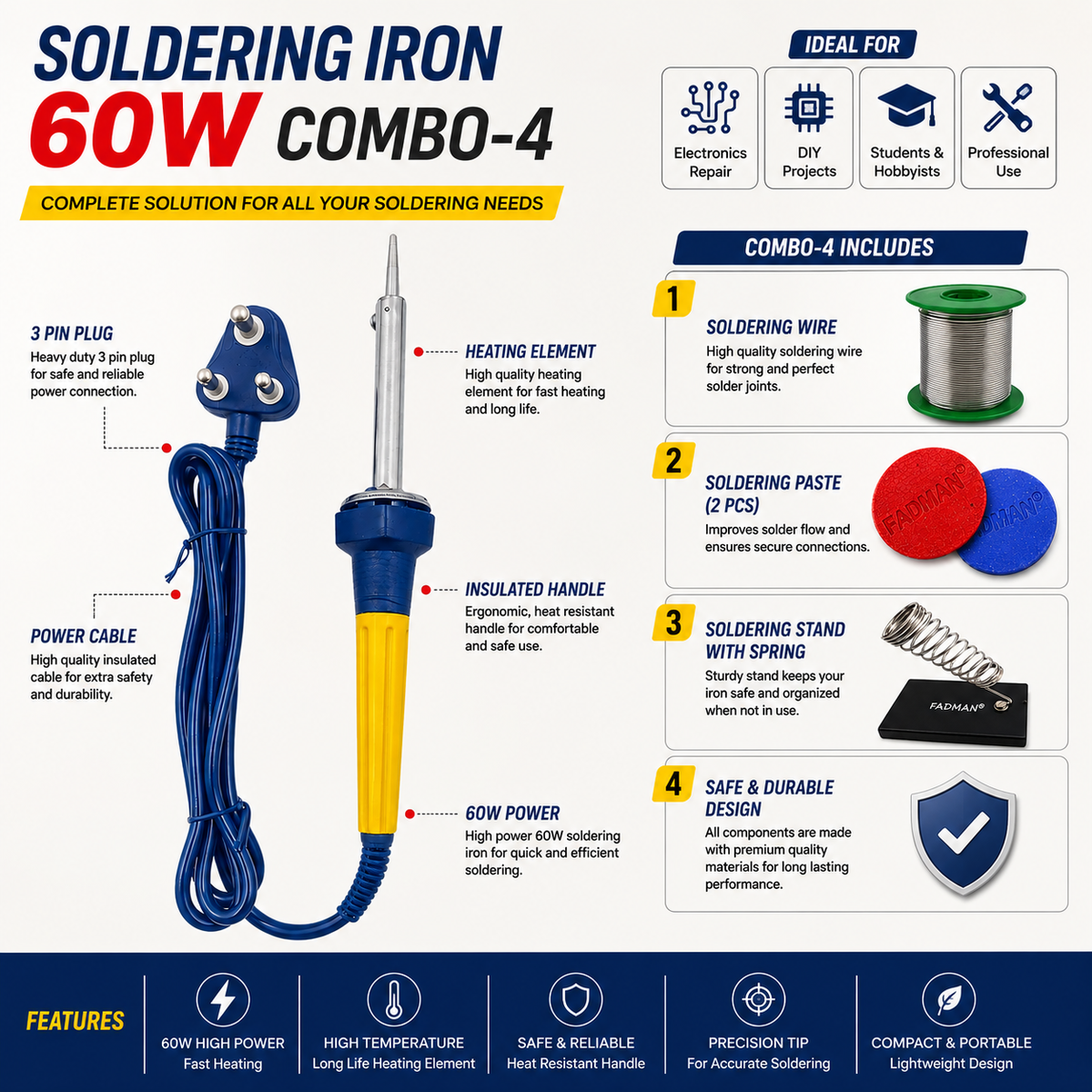 60W SOLDERING IRON KIT PACK OF 4