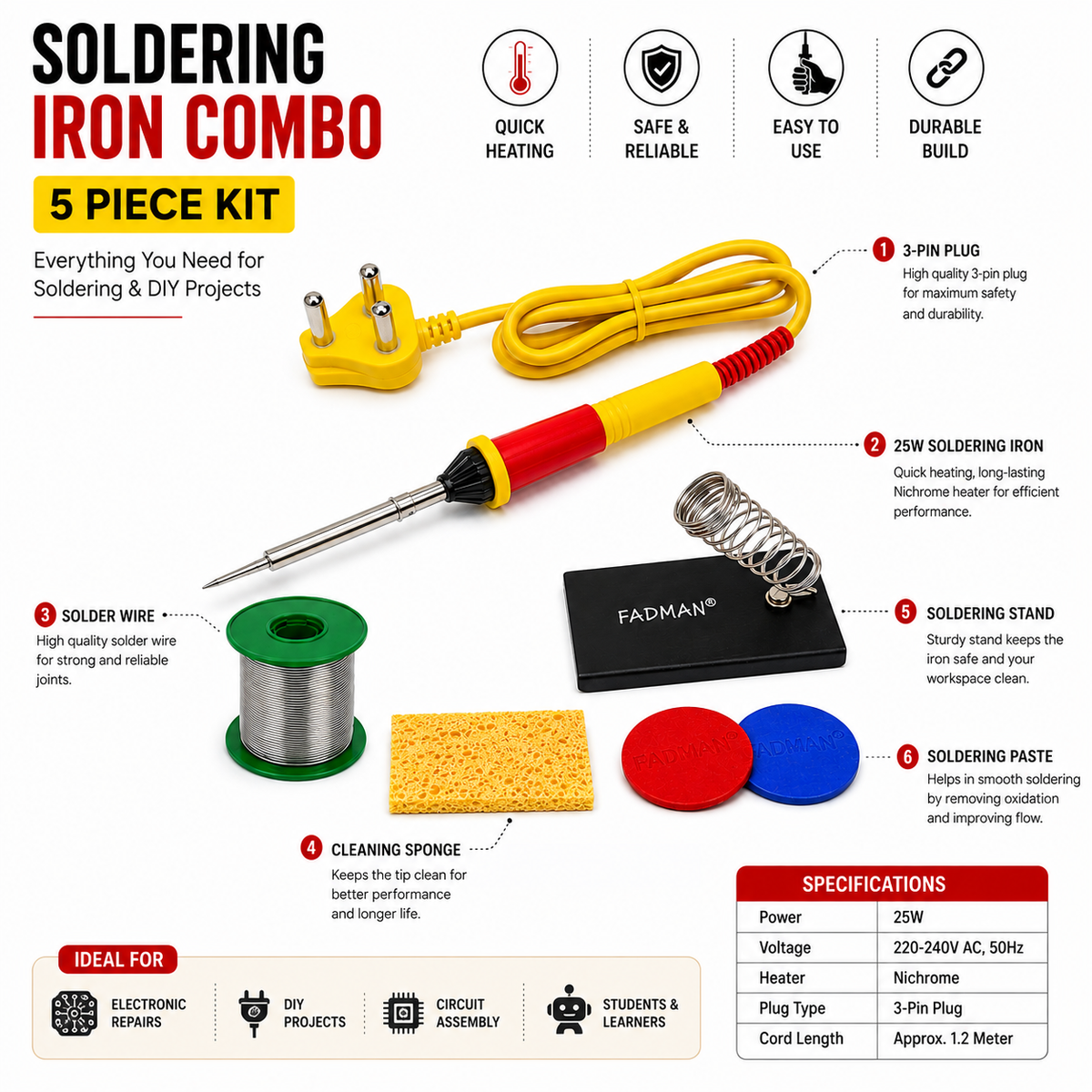 25W SOLDERING IRON KIT PACK OF 5