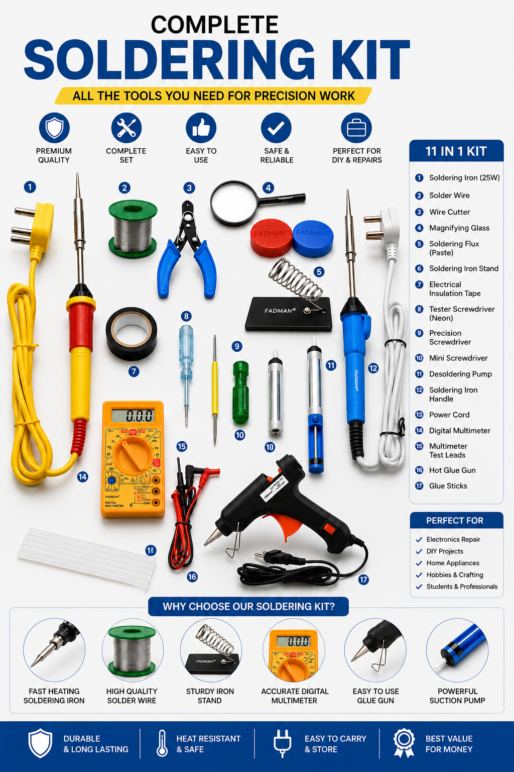 2 X SOLDERING IRON 25W  COMBO KIT PACK OF 14