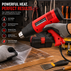 2000W Heat Gun with 2 Temperature Settings & Airflow Control, Hot Air Gun with Nozzle Attachment for Paint Removal, PVC Shrink Wrapping, Crafting, Electronics Repair & DIY Projects