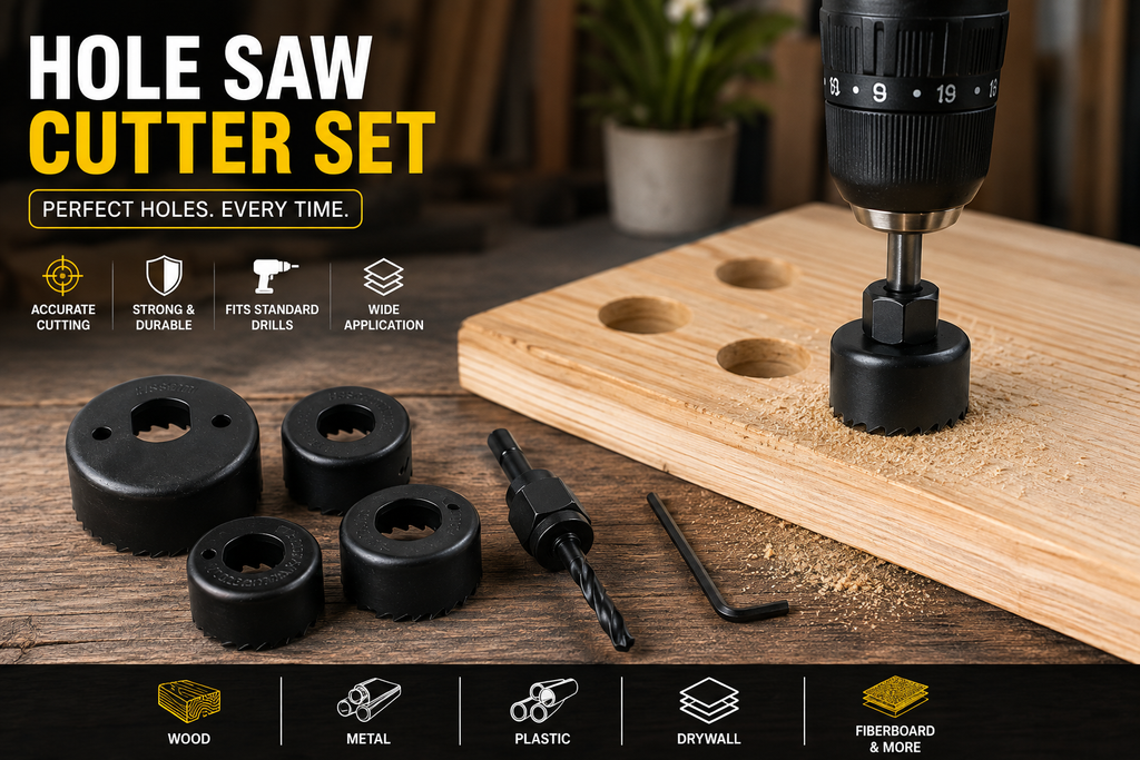 4-Piece Hole Saw Cutter Set with Drill Bit & Allen Key