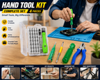 4-in-1 Multi-Functional Hand Tool Kit with Plier, Tester, 2-in-1 Screwdriver & 32-in-1 Mini Magnetic Precision Screwdriver Set for Home, Repair & DIY