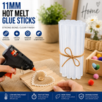 10 Pcs 11MM Hot Melt Glue Sticks, 7 Inch Transparent Adhesive Sticks for 40W to 150W Glue Guns, Strong Bonding for Craft, DIY, Repair & Decoration