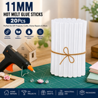 20 Pcs 11MM Hot Melt Glue Sticks, 7 Inch Transparent Adhesive Sticks for 40W to 150W Glue Guns, Strong Bonding for Craft, DIY, Repair & Decoration