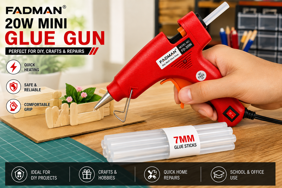 20W Hot Melt Glue Gun with 5 Pcs 7MM Glue Sticks | Mini Electric Adhesive Gun for DIY Crafts, Art, Repair & Home Projects (Red)