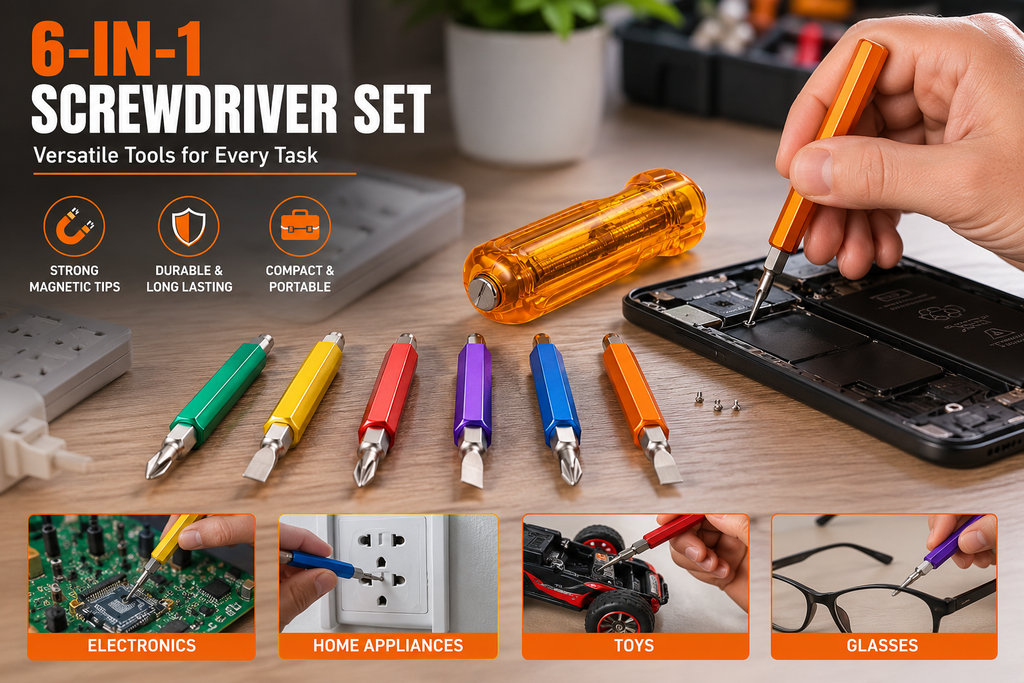 6 Pcs Precision Screwdriver Set with Magnetic Tips, Flat & Phillips Head Screwdrivers, Mini Hand Tool Kit for Electronics, Mobile, Laptop, Watch & DIY Repair