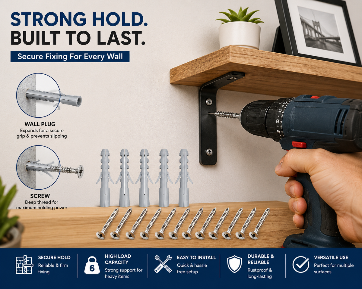 Wall Plugs & Screws Set – 10 Pcs Wall Anchors with Screws
