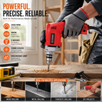 480W Electric Impact Drill Machine with 10mm Chuck, 2600 RPM Variable Speed, Copper Motor, Lock-On Switch & Dual Drilling Mode for Wood, Metal, Wall & DIY Projects