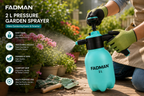 2 L Pressure Garden Sprayer with Adjustable Nozzle, Manual Pump, Lockable Trigger & Ergonomic Handle for Gardening, Plant Care, Car Washing & Home Cleaning